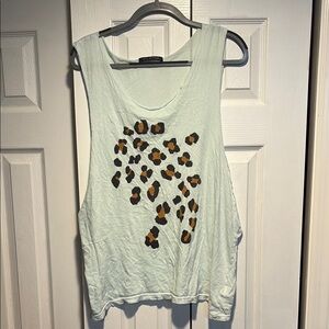 Wildfox Leopard Print Muscle Tee - White